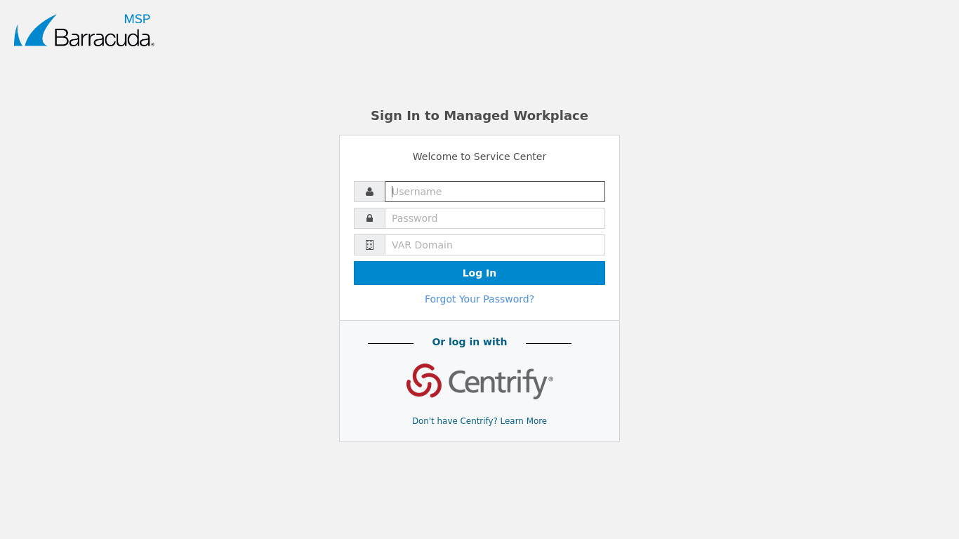 AVG Managed Workplace Landing page