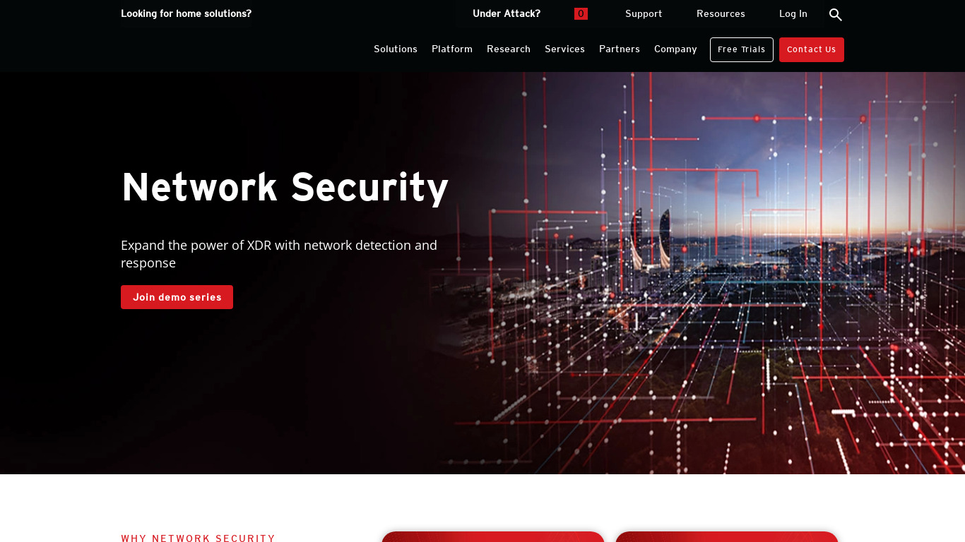 Network Defense Solution Landing page