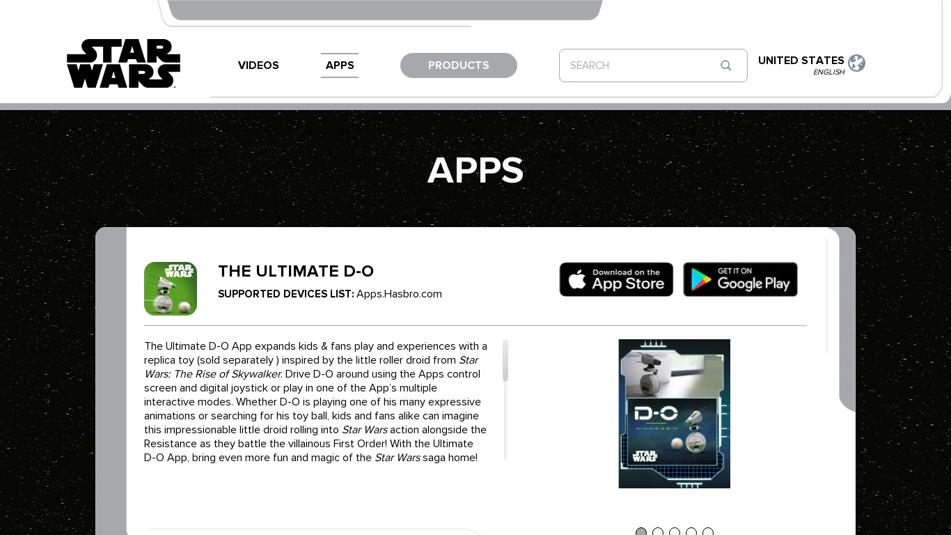 Star Wars Studio FX App Landing page