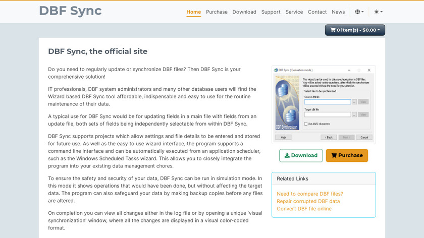 DBF Sync Landing Page