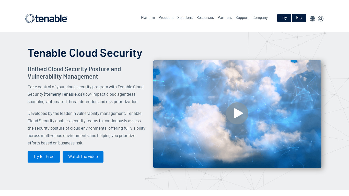 Tenable.io Container Security Landing page