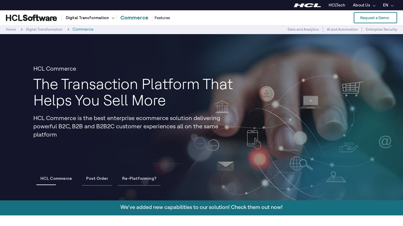 HCL Commerce Insights Landing page