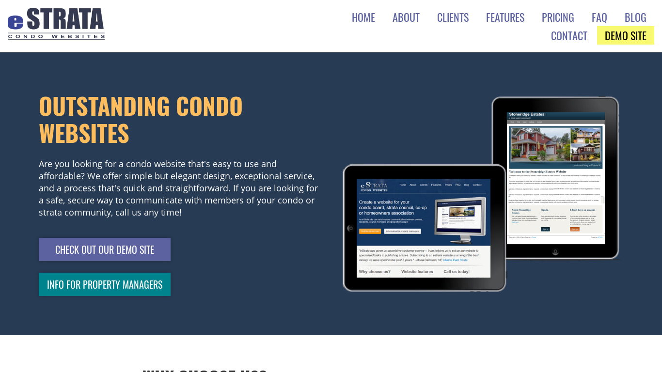 eStrata Condo Websites Landing page