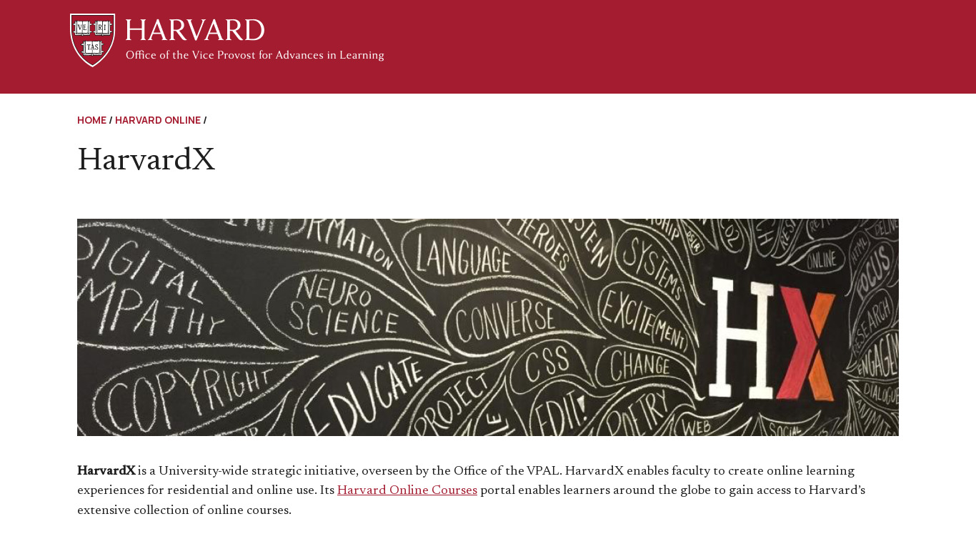 HarvardX Landing page