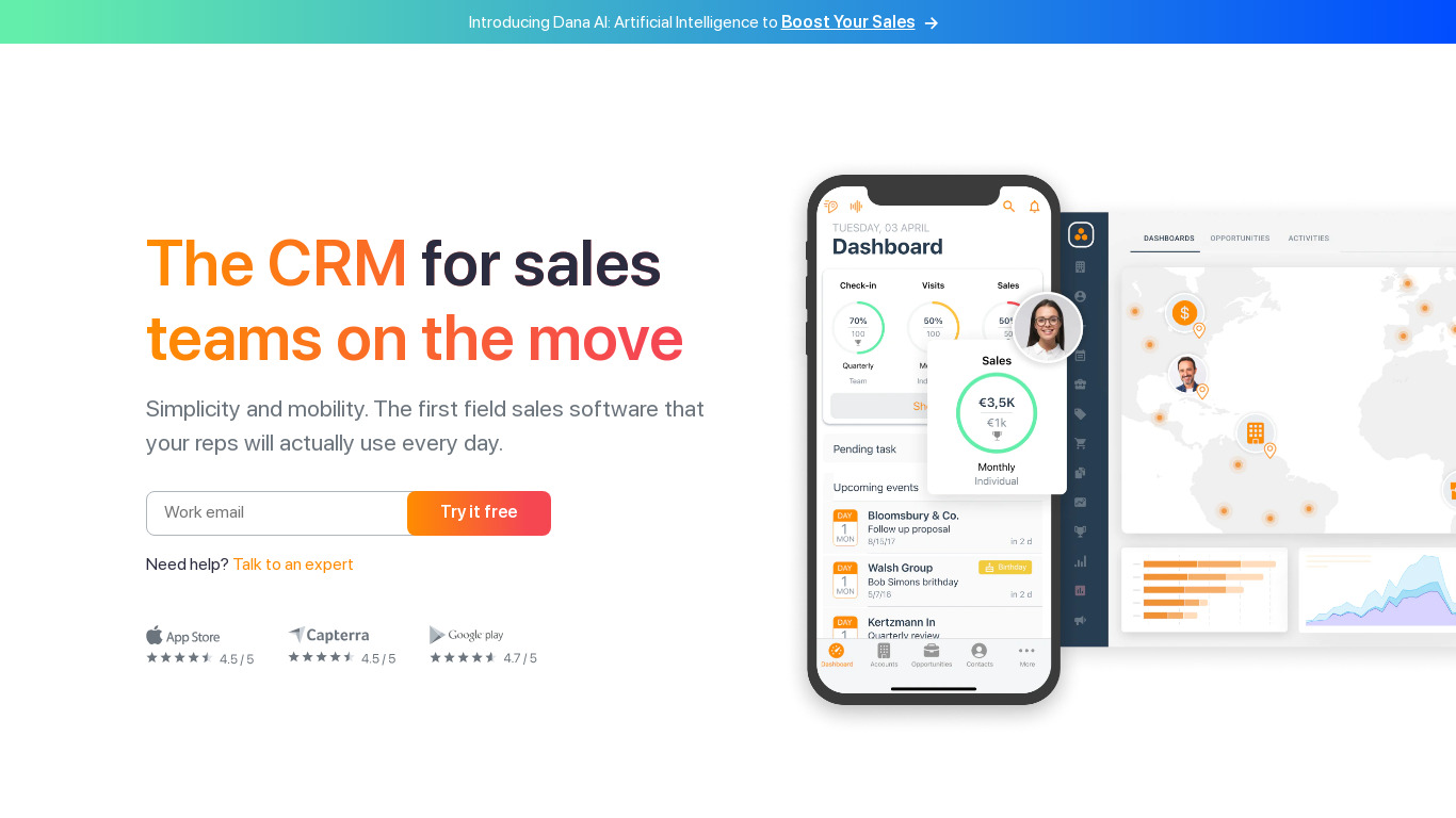 ForceManager Mobile CRM Landing page