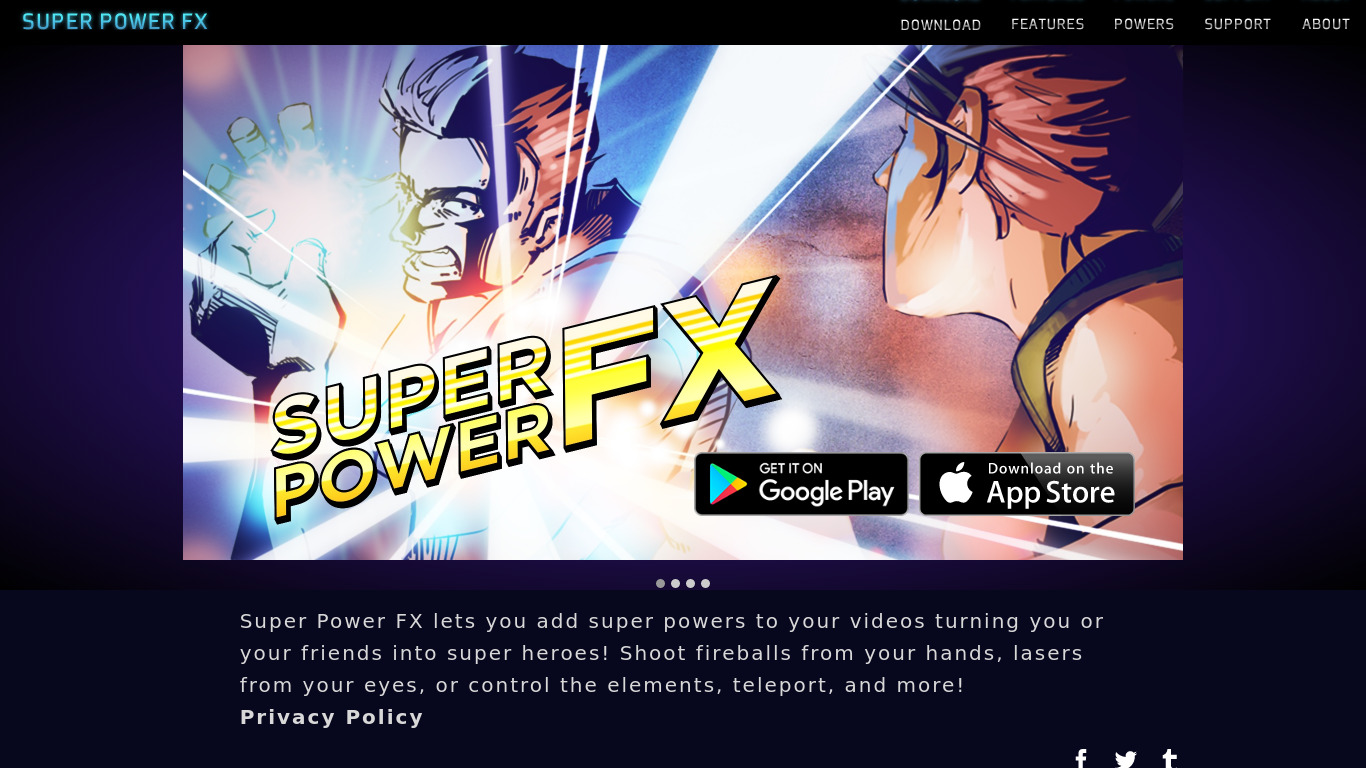 Superpower Fx effects Landing page