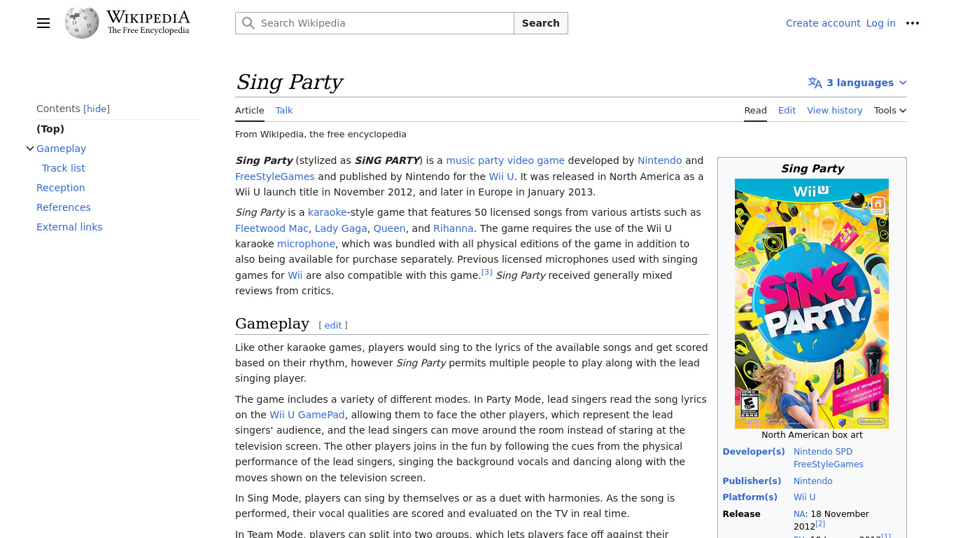 SingParty Landing page