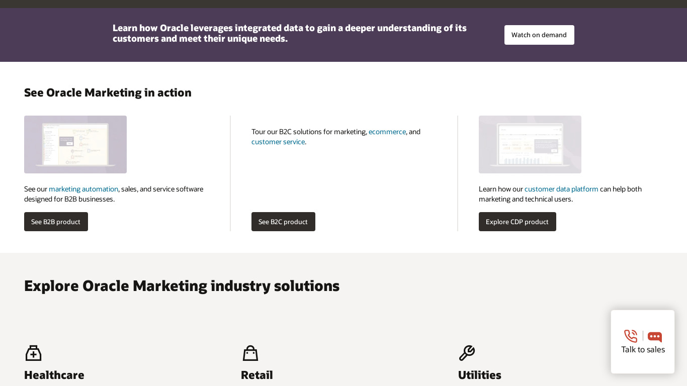 Oracle Marketing Cloud Landing page
