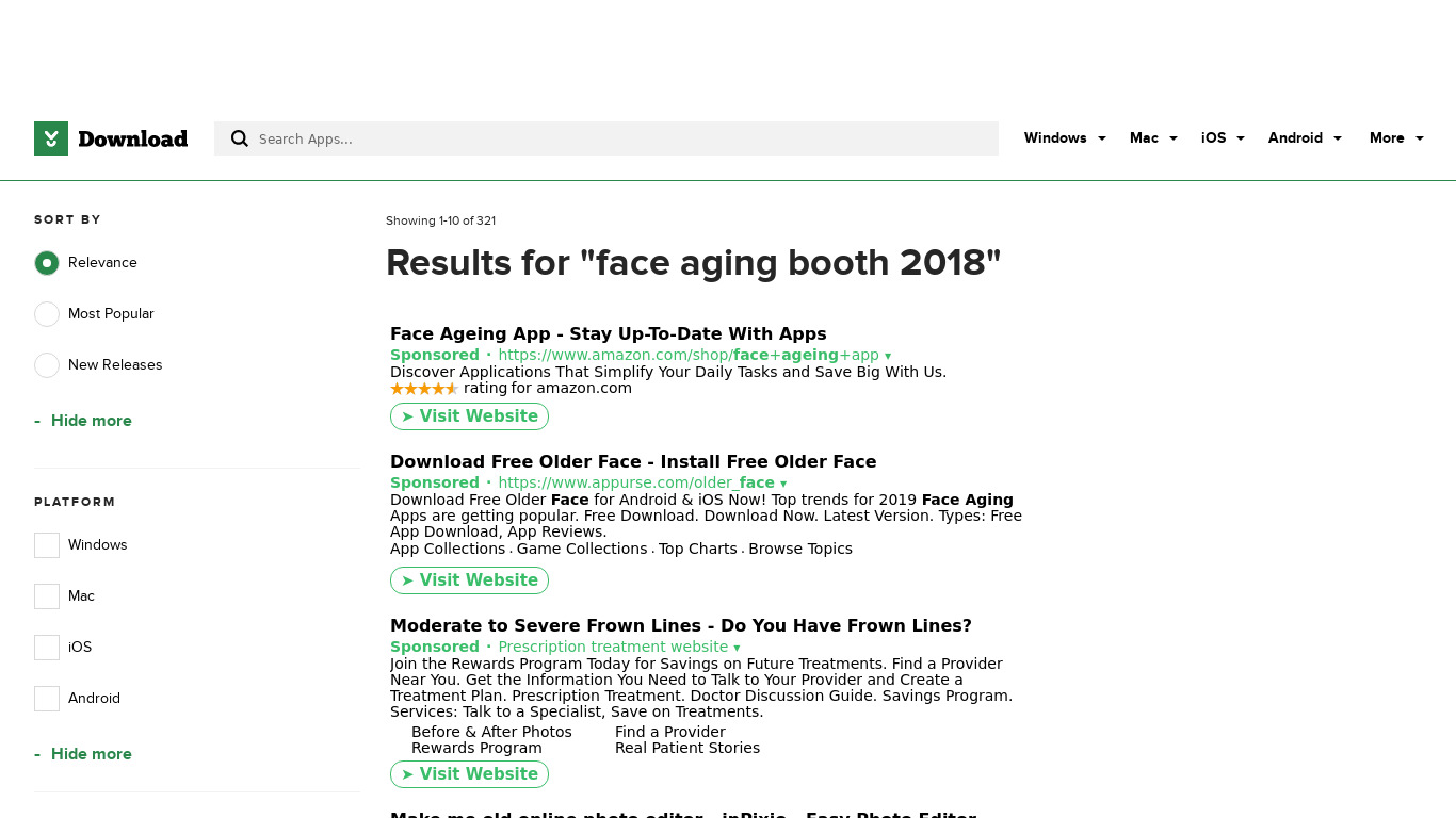 Face Aging Booth 2018 Landing page