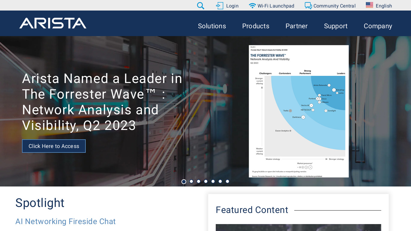 Arista Networks Landing page