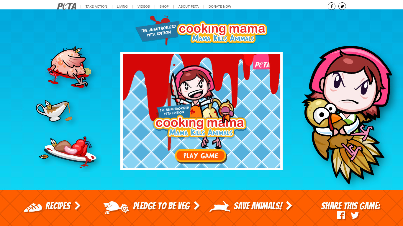 Cooking Mama: Mama Kills Animals Landing page