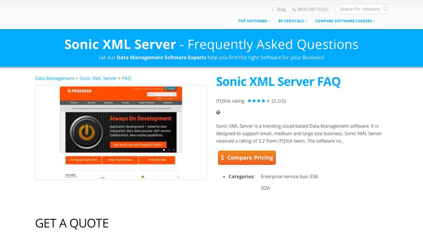 Sonic XML Server Landing page