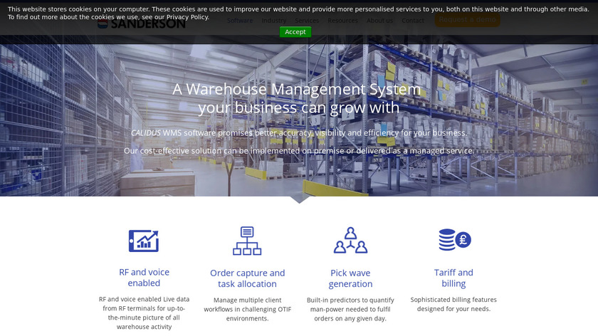 obs-logistics.com CALIDUS WMS Landing Page