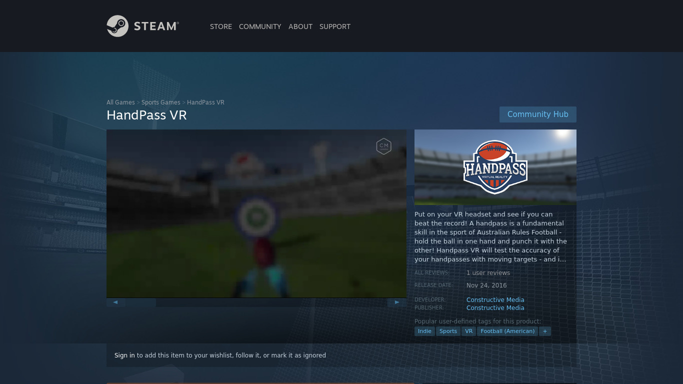 HandPass VR Landing page