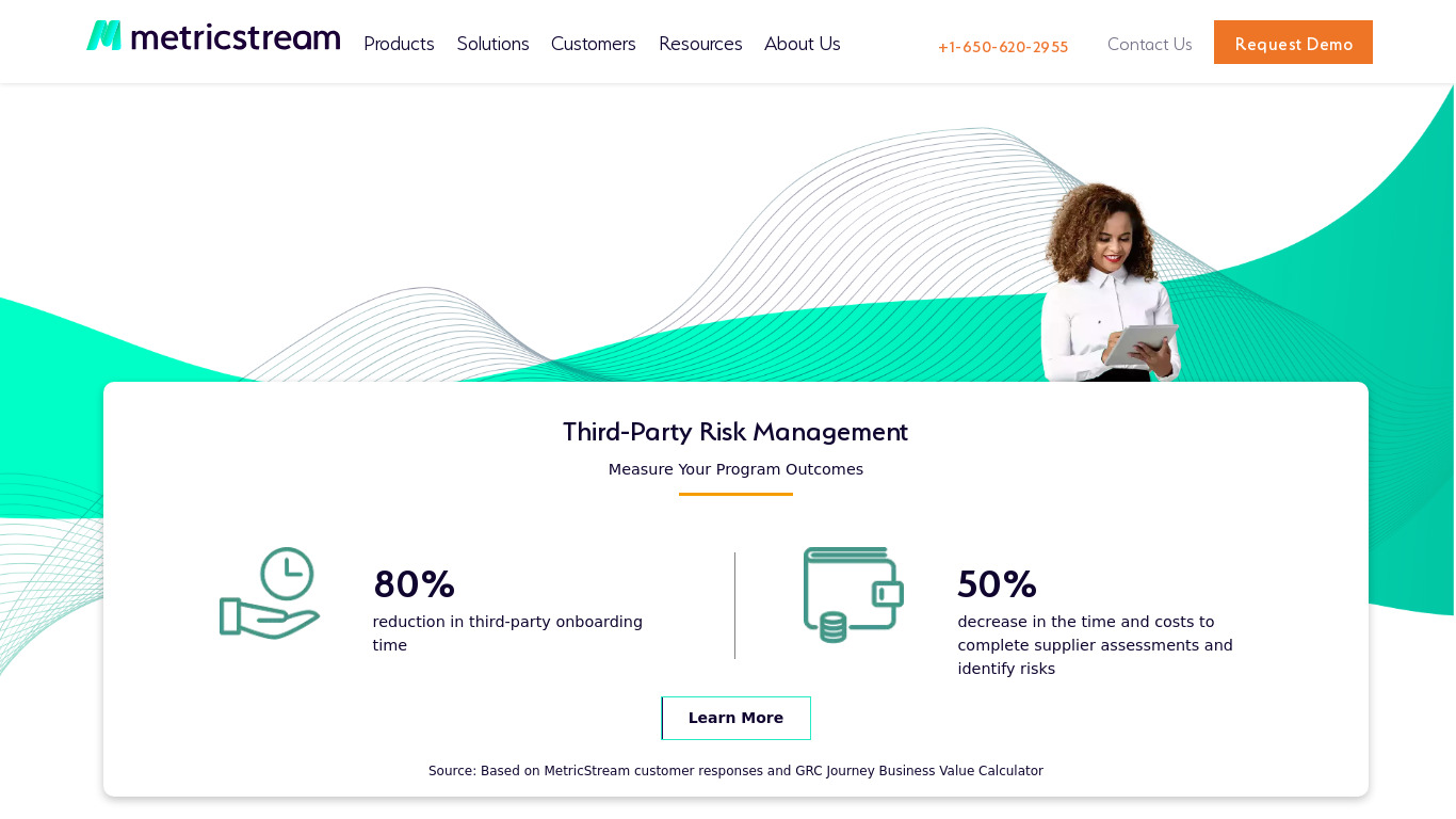 MetricStream Third-Party Management Landing page