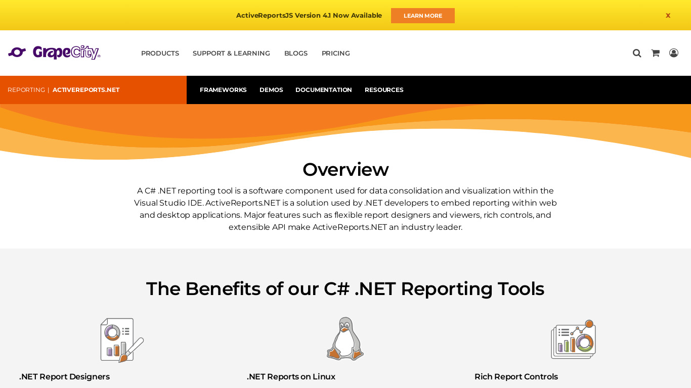 ActiveReports Landing page