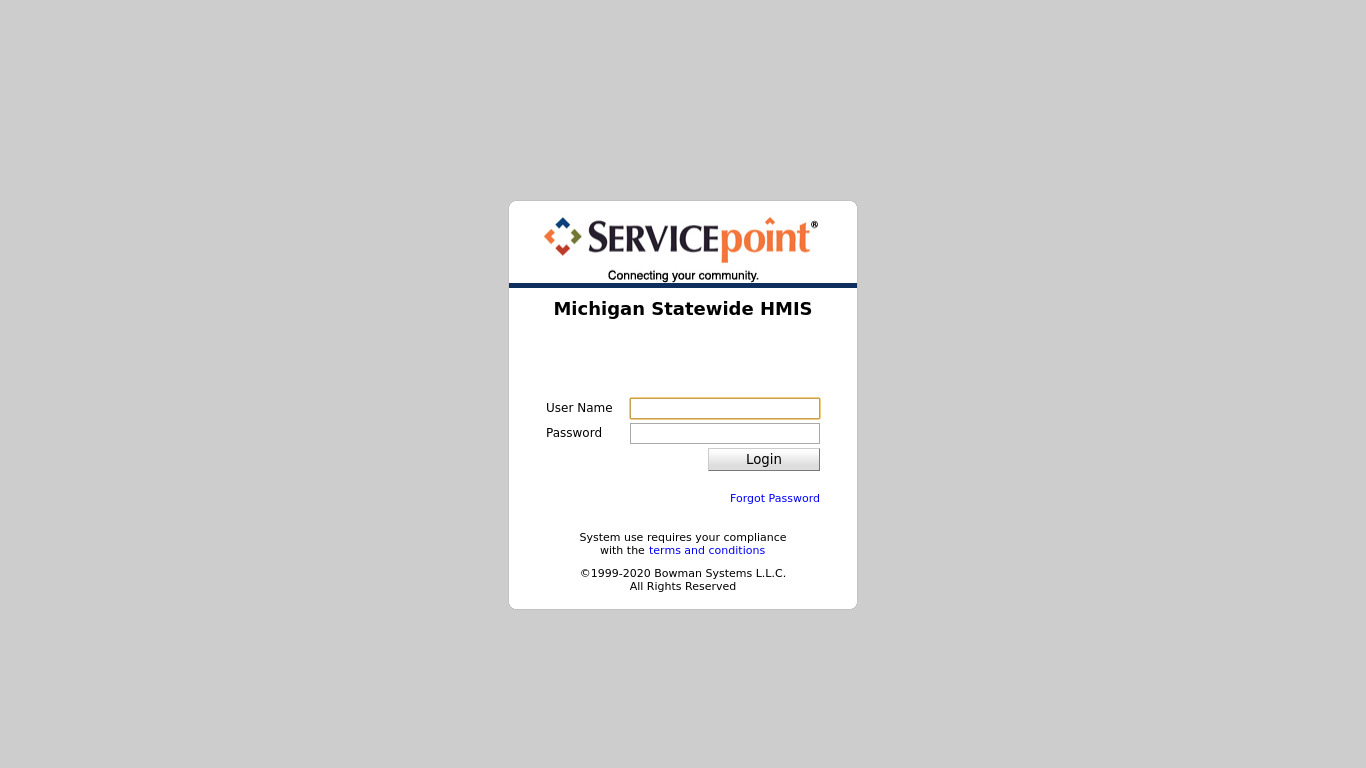 ServicePoint Landing page