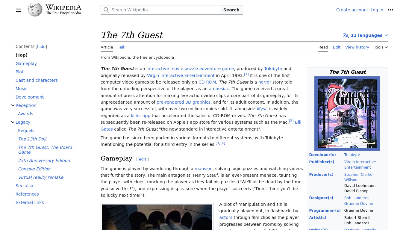 The 7th Guest Landing page