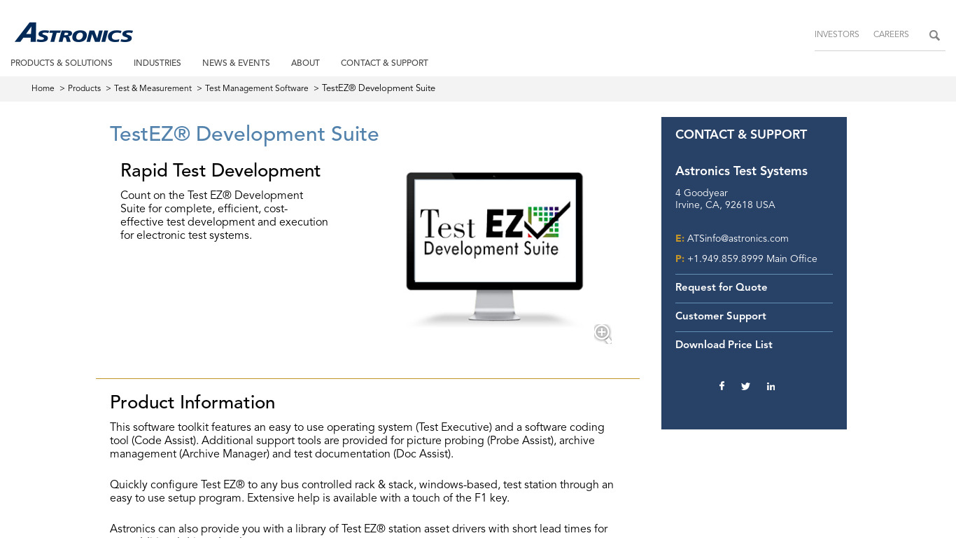 TestEZ Development Suite Landing page