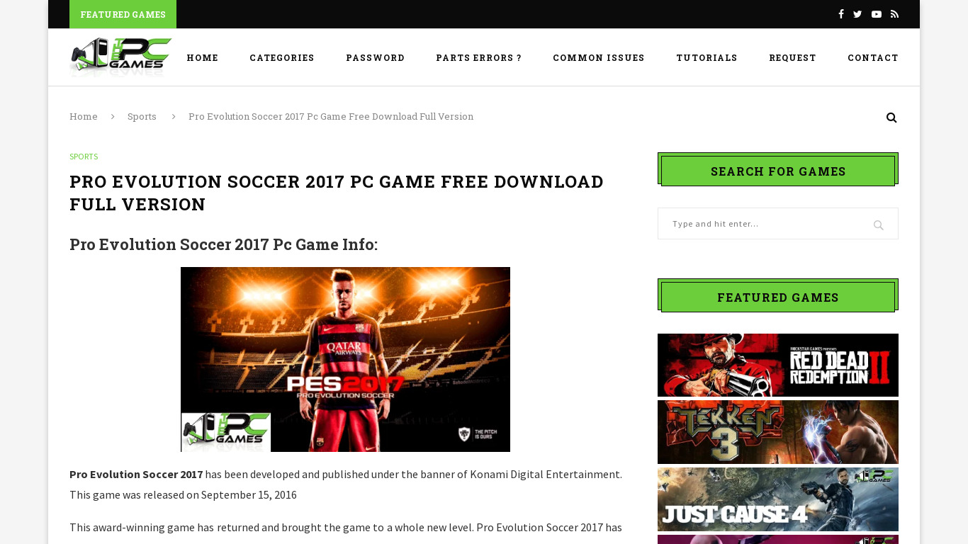 Pro Evolution Soccer 2017 Landing page