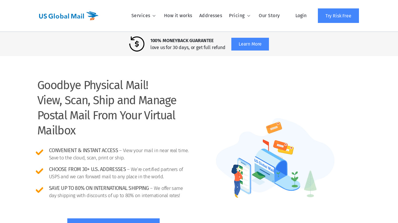 US Global Mail Landing page