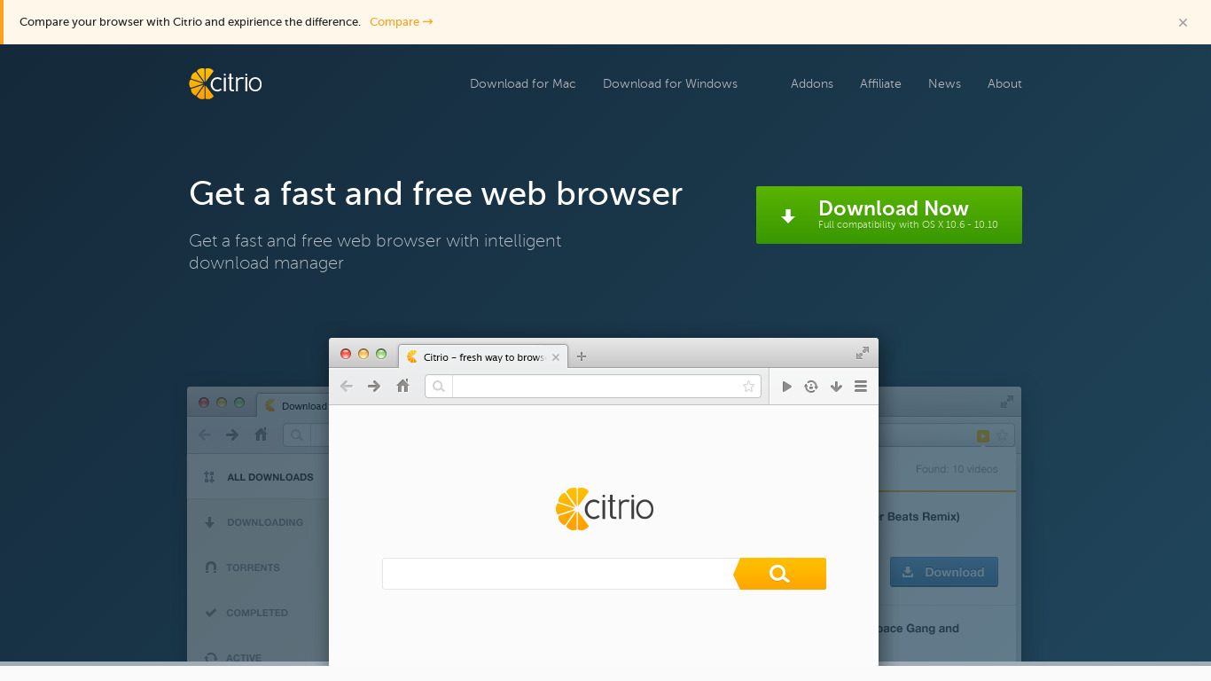 Citrio Browser Landing page