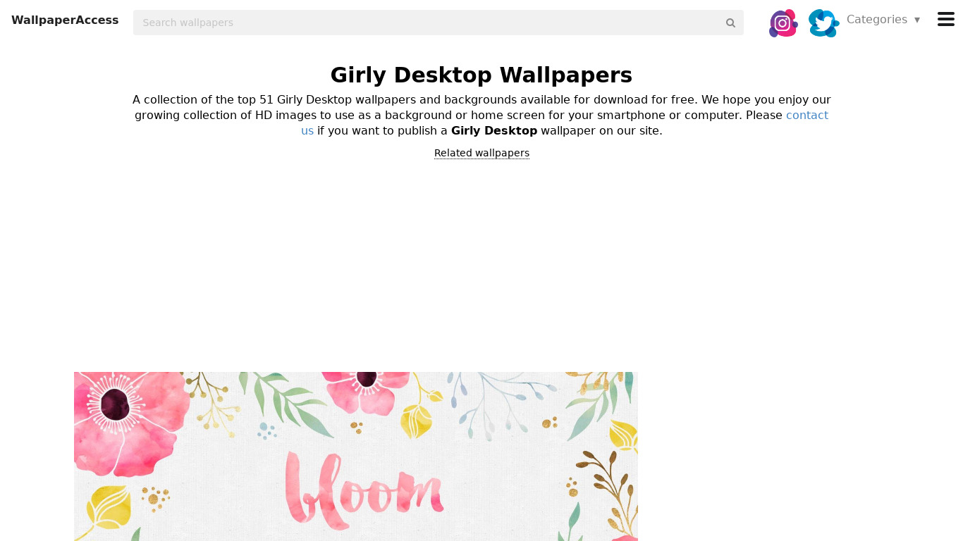 Girly Wallpapers and Backgrounds Landing page