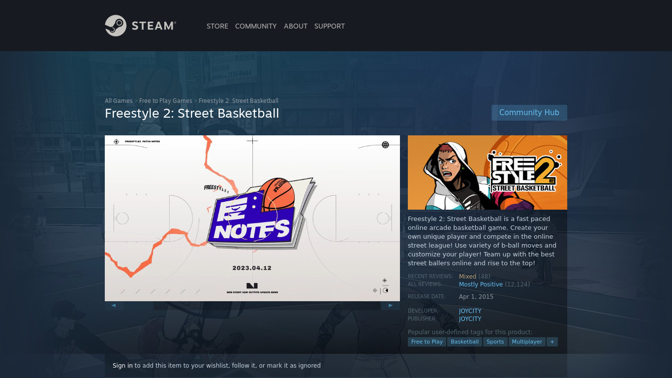 FreeStyle Street Basketball Landing page