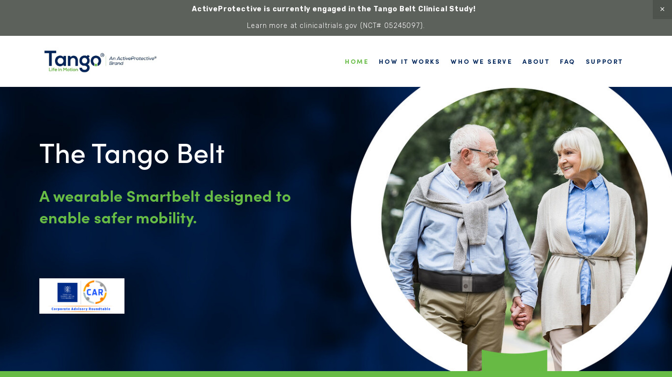 Tango Belt App Landing page