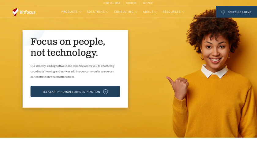 Clarity Human Services by Bitfocus Landing Page