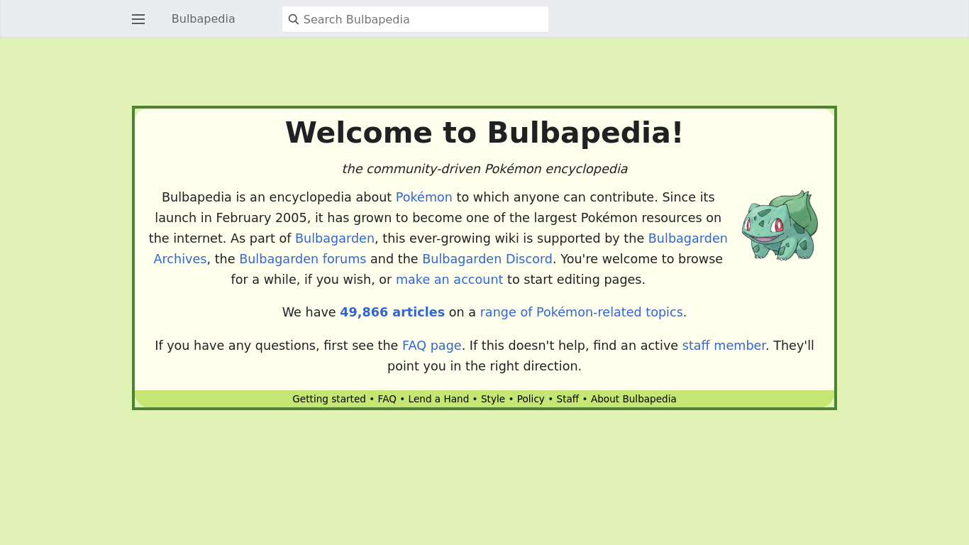 Bulbapedia Landing page
