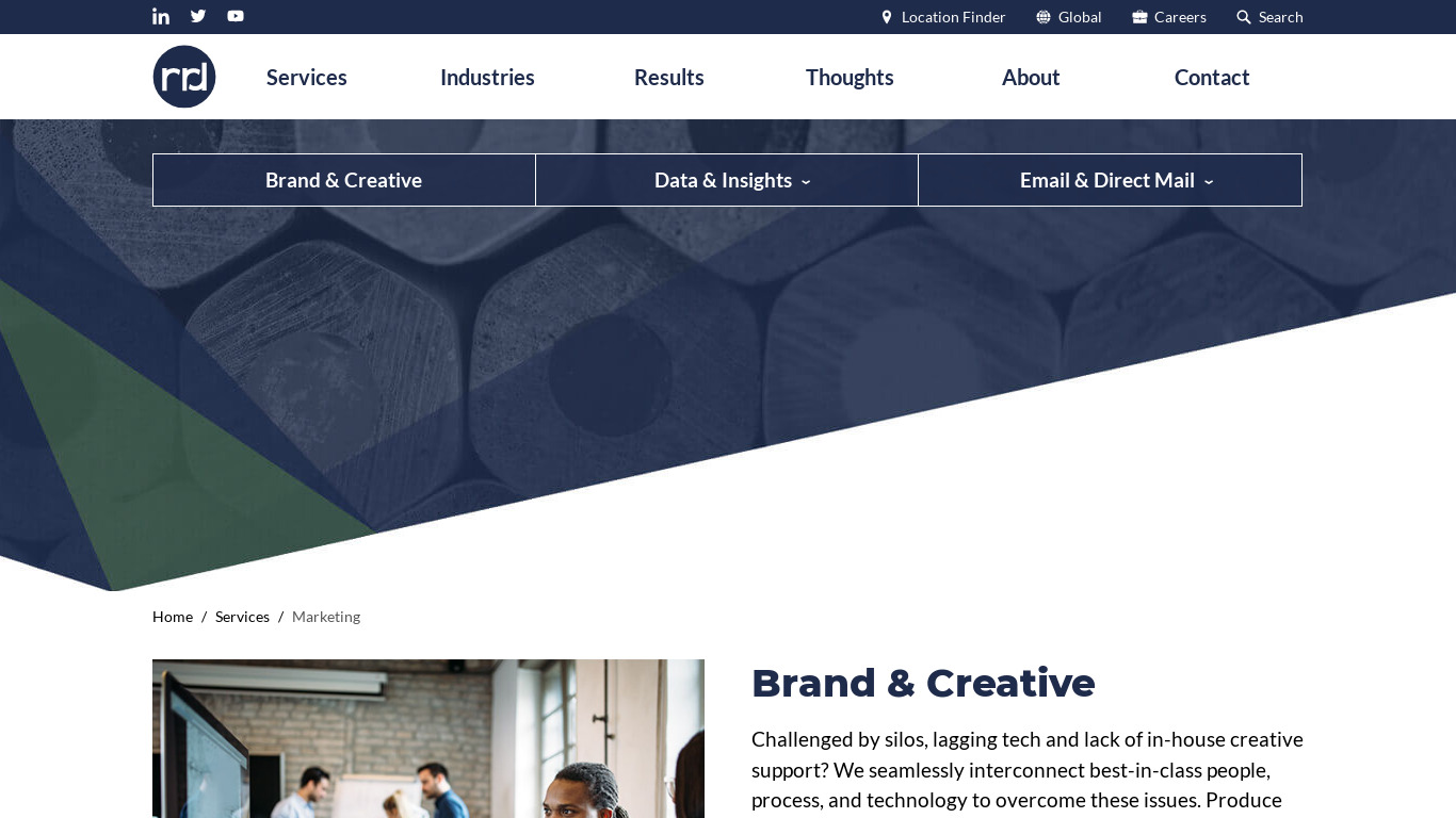 RRD Marketing Solutions Landing page