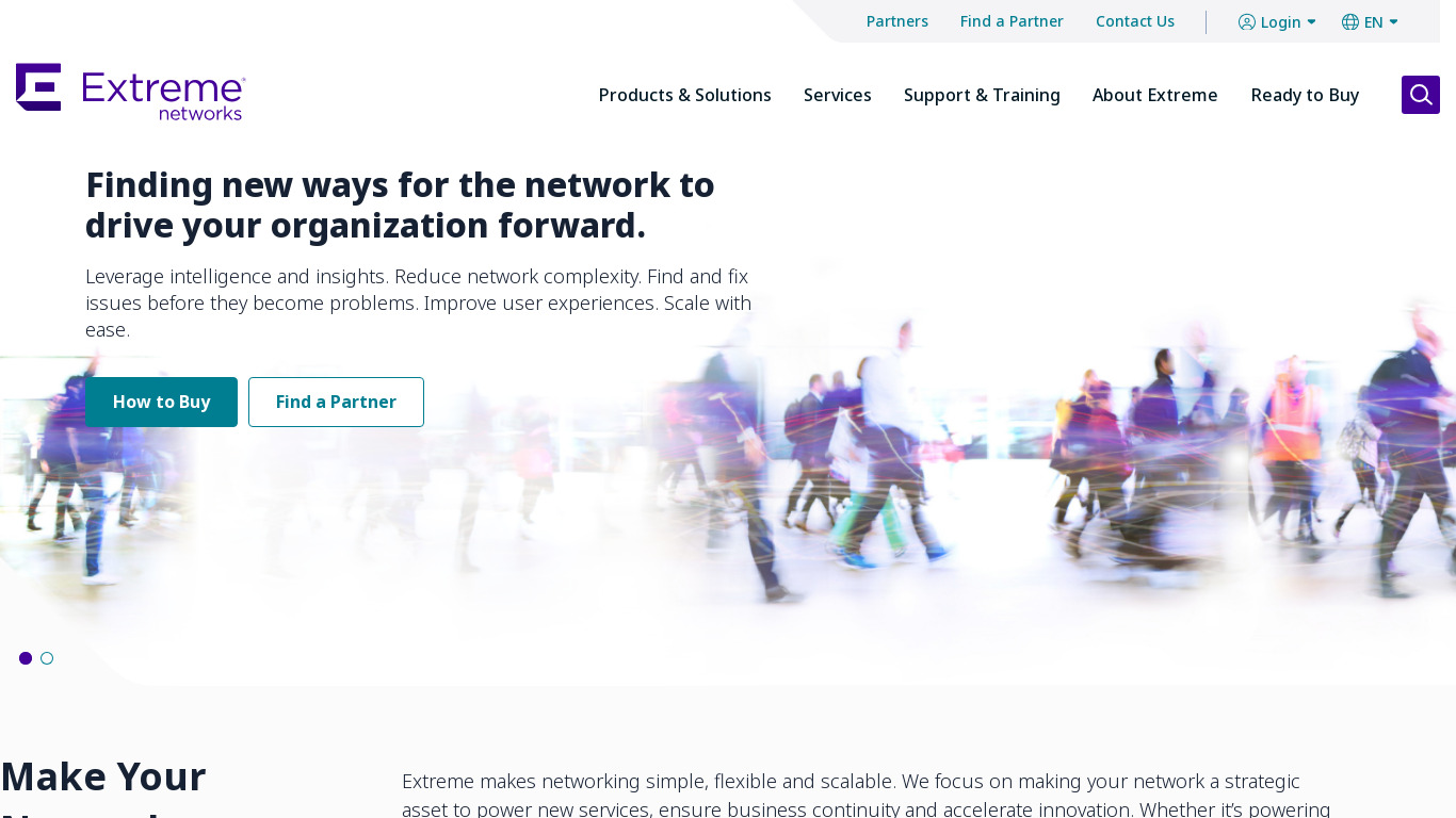 Extreme Networks Landing page