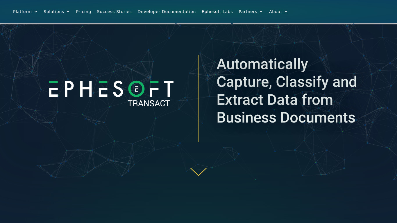 Ephesoft Transact Landing page