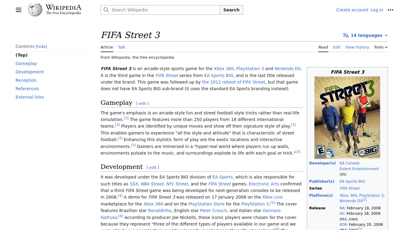 FIFA Street 3 Landing page
