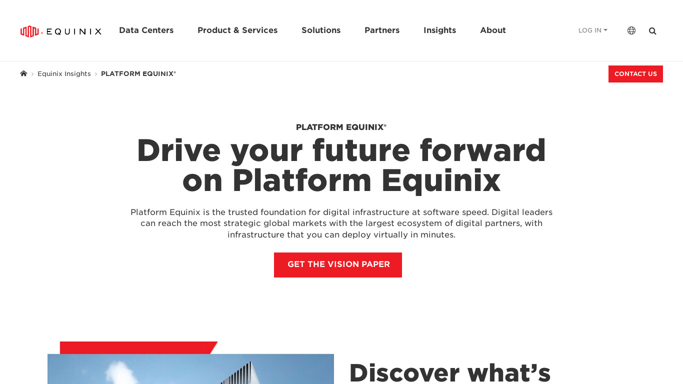 Equinix Performance Hub Landing page