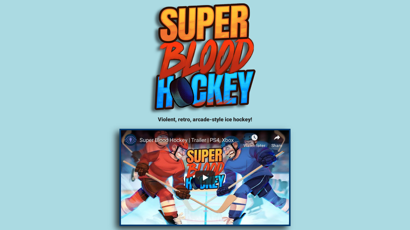 Super Blood Hockey Landing page