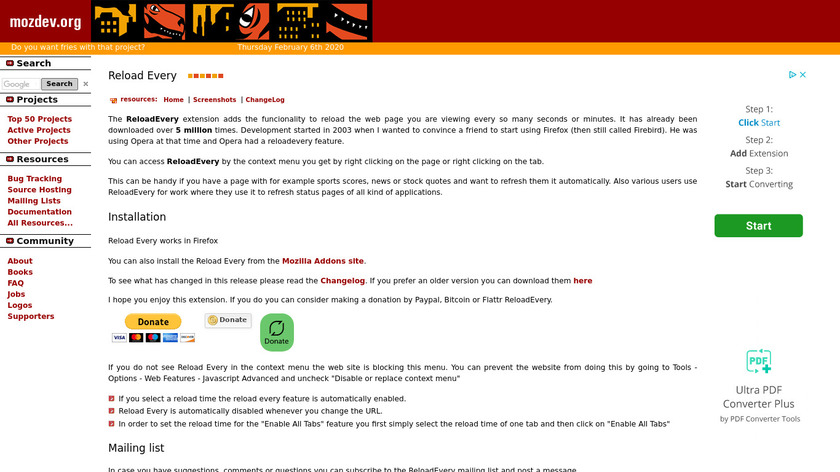 ReloadEvery Landing Page