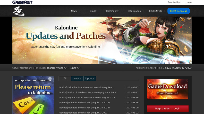 Kal Online Landing Page