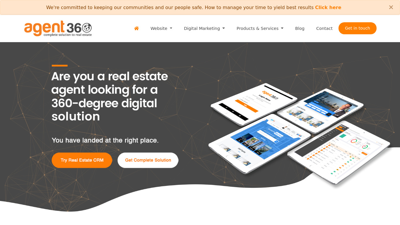 Agent360 Landing page