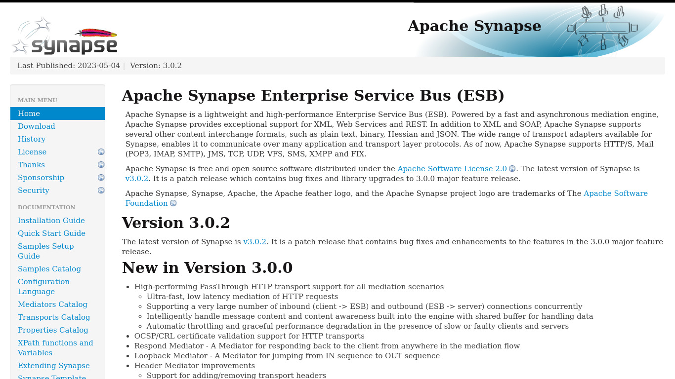 Apache Synapse Landing page