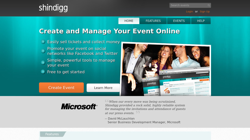 Shindigg Landing Page