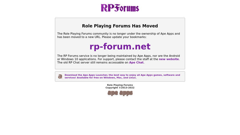 Role Playing Forums Landing Page