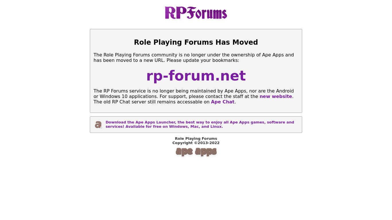 Role Playing Forums Landing page