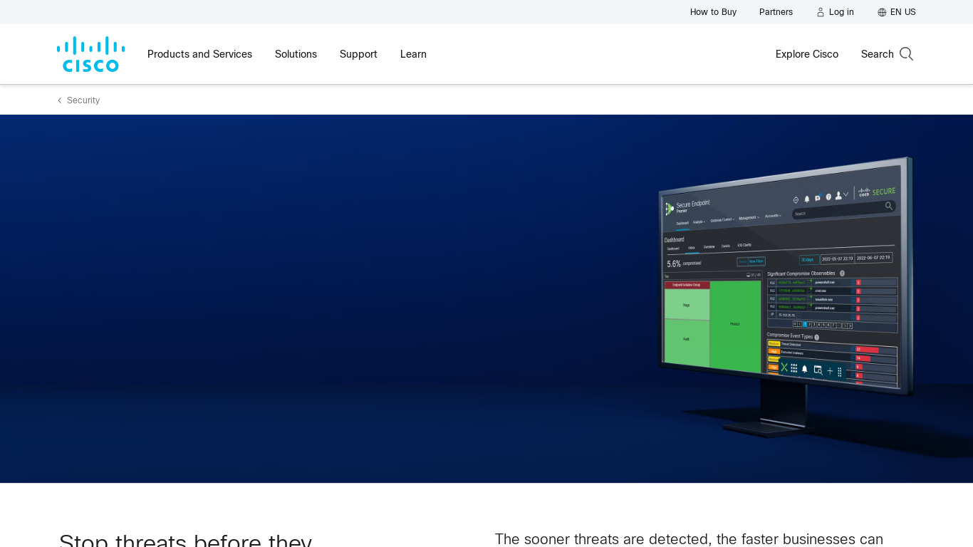 Cisco AMP for Endpoints Landing page