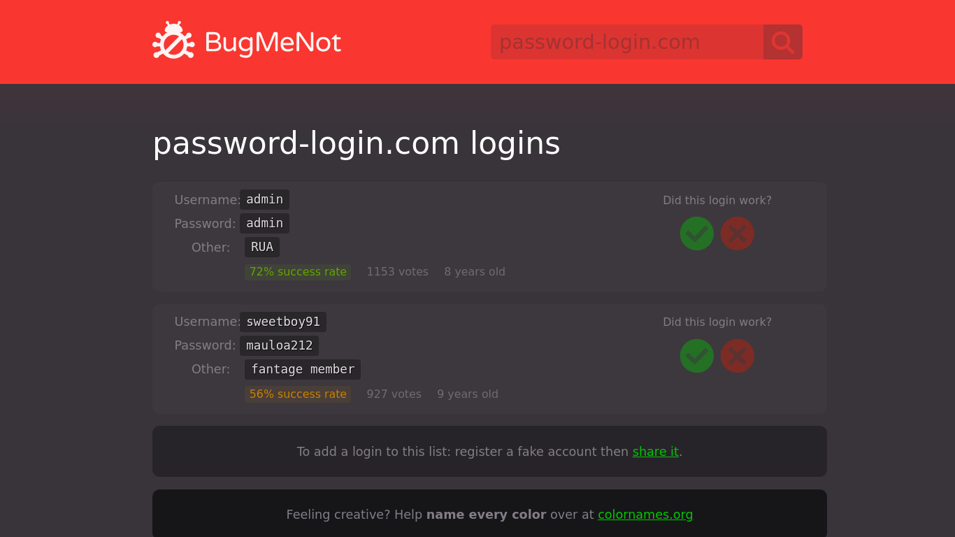 Password-Login.com Landing page
