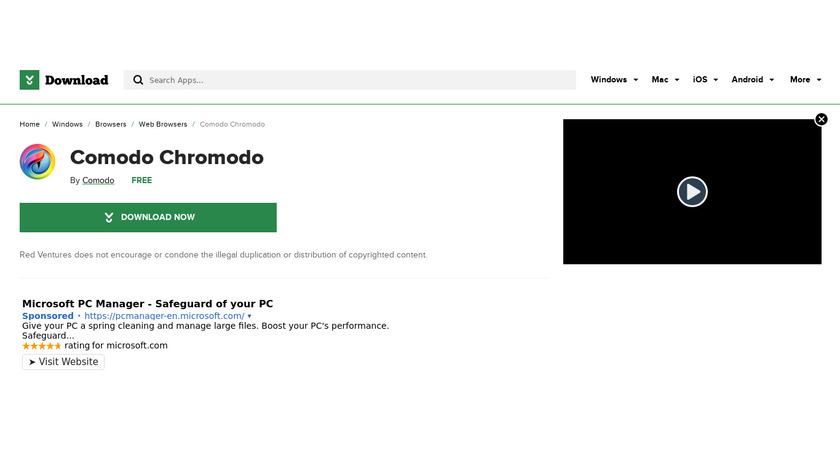Chromodo Internet Browser Landing Page