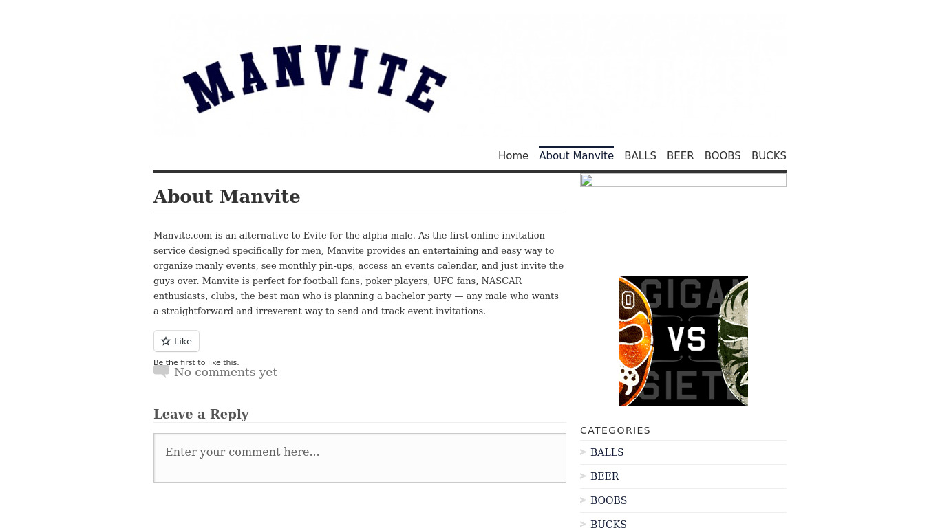 Manvite Landing page