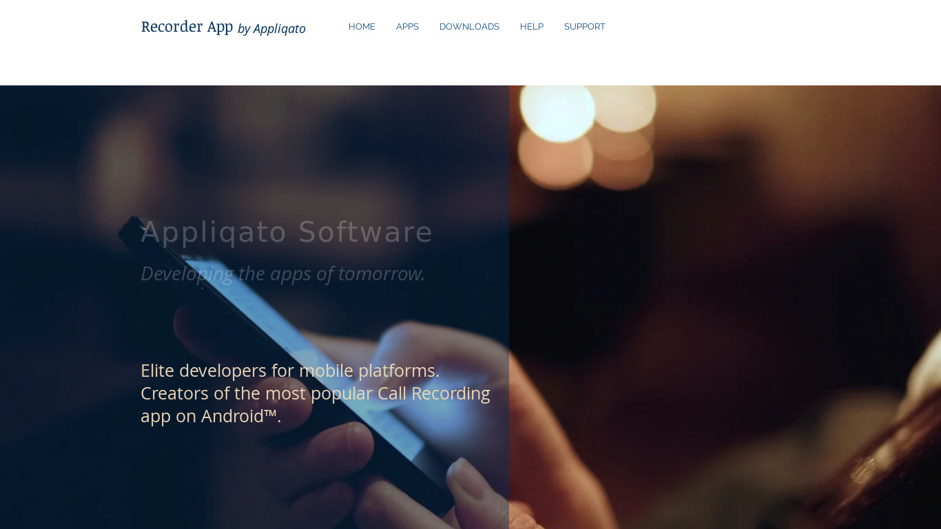 Automatic Call Recorder Landing page