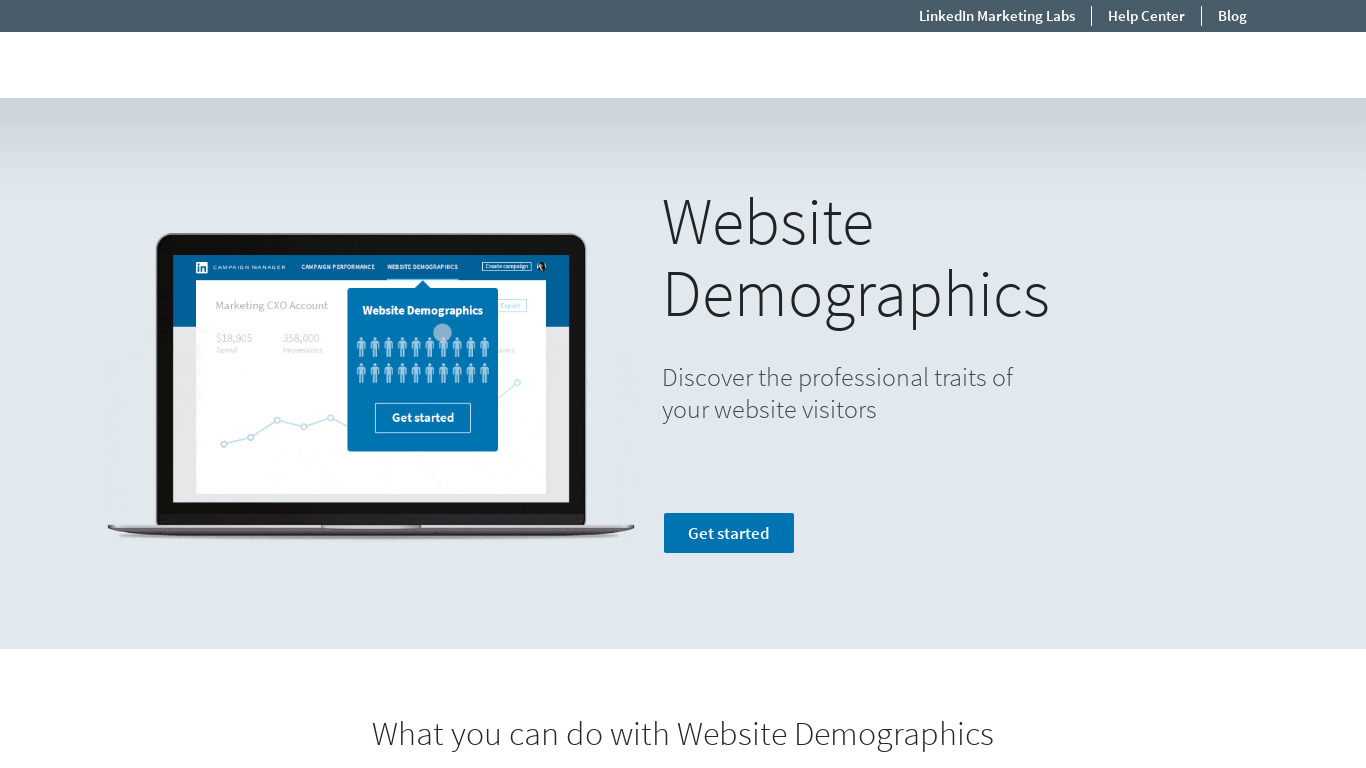 LinkedIn Website Demographics Landing page